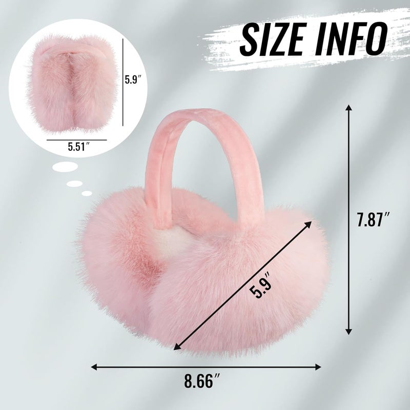 FSTEOE Women Winter Ear Muffs Foldable Girl Ear Warmer Fashion Furry Earmuff Soft Ear Cover Cold Weather - Image 3